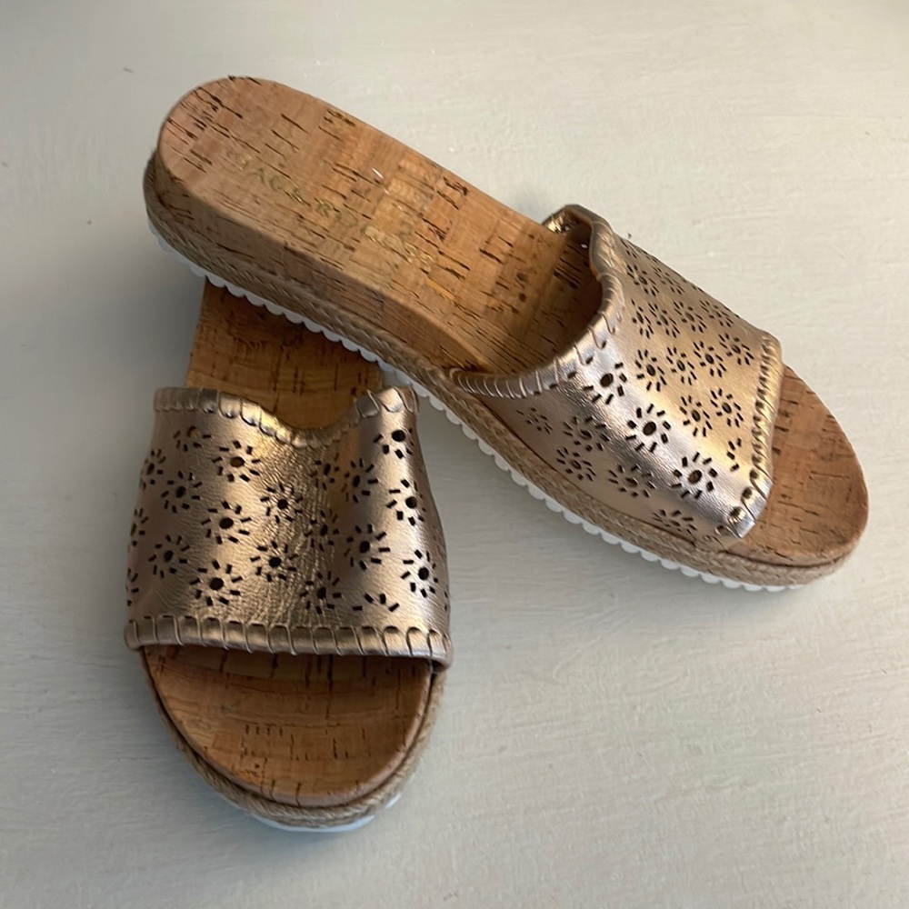 Jack Rogers Cork Sandals Espadrille Low Platform Slides